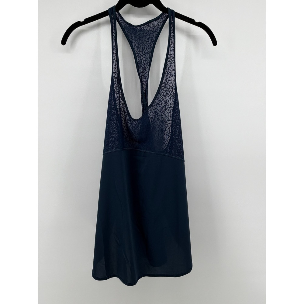 Lululemon Navy Blue Lace Mesh Racerback Yoga Tank Top Women Size 8